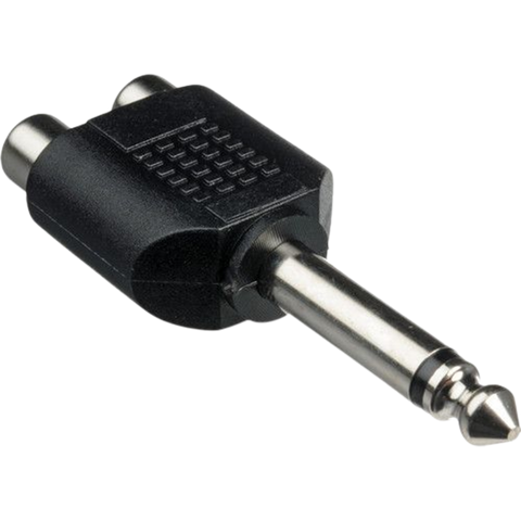 Male 1/4" Phone to Two Female Coaxial RCA Adapter