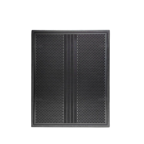 Black honeycomb filter on a white background