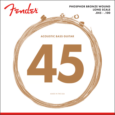 Fender Acoustic Bass Strings, Phosphor Bronze, Long Scale, .45-.100 Gauges