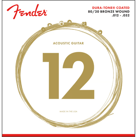 Fender Dura-Tone 880L 80/20 Coated Acoustic Guitar Strings 12-52