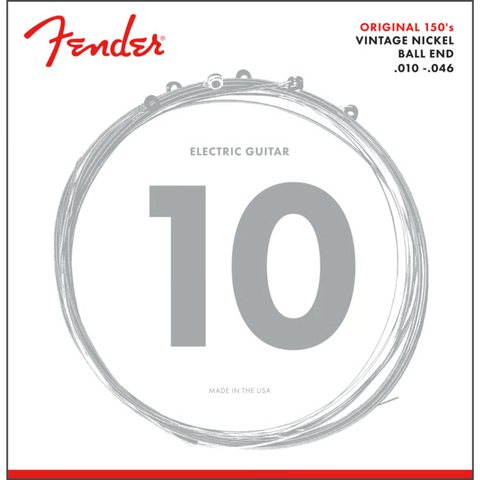 Fender Original 150 Guitar Strings, Pure Nickel Wound, Ball End, 150R .010-.046 Gauges,