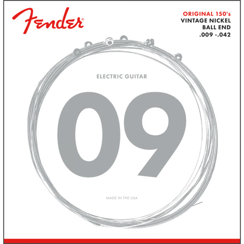 Fender Original 150 Guitar Strings, Pure Nickel Wound, Ball End, 150L .009-.042 Gauges