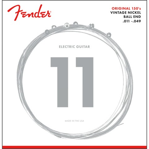 Fender Original 150 Guitar Strings, Pure Nickel Wound, Ball End, 150M .011-.049 Gauges