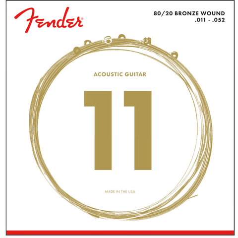 Fender 80/20 Bronze Acoustic Strings, Ball End, 70CL .011-.052 Gauges