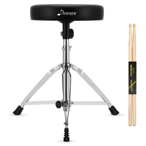 Donner Adjustable Height Drum Throne With A Pair Maple Mood Drum Sticks