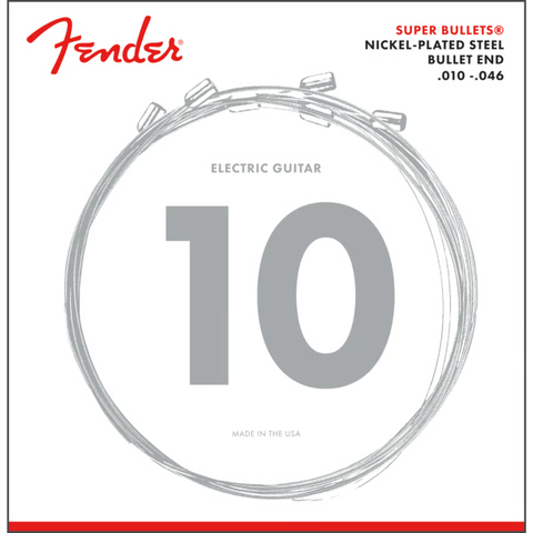 Fender Super Bullet® Strings, Nickel Plated Steel, Bullet End, 3250R Gauges .010-.046, (6)